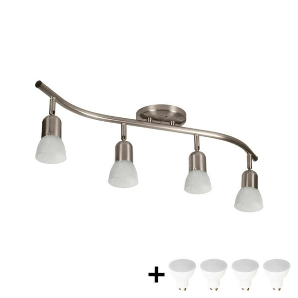 4 Light Transitional Track Wall, Bathroom Light Fixtures Brushed Nickel Ceiling Mount