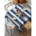 thumbnail image 6 of Navy Blue Grey Stripe Table Cloth, Minimalist Farmhouse Striped Waterproof Tablecloth for Square Tables, Reusable Washable Fabric Table Cover for Restaurant Kitchen Dining Tables 54"x54", 6 of 6