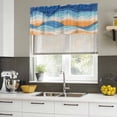 thumbnail image 5 of Orange Blue Ocean Waves Valances for Windows, Decorative Rod Pocket Window Valance Curtains, Summer Beach Coastal Abstract Short Curtain Drapes for Kitchen/Living Room, 2 Panels, 60" W x 18" L, 5 of 8