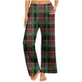 thumbnail image 2 of Aboser Red and Green Plaid Pajama Pants for Women Christmas Funny Sleep Pants Plus Size Wide Leg Loungewear Soft High Waist Pj Buttoms with Pockets, 2 of 7