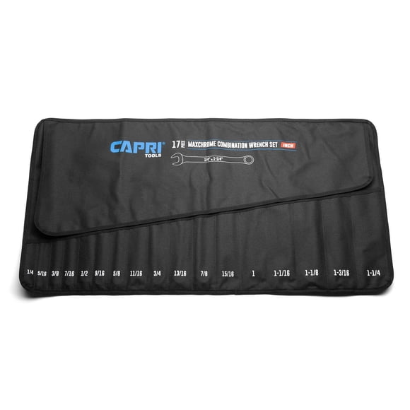 Funda enrollable Capri Tools SAE con 17 bolsillos, color negro