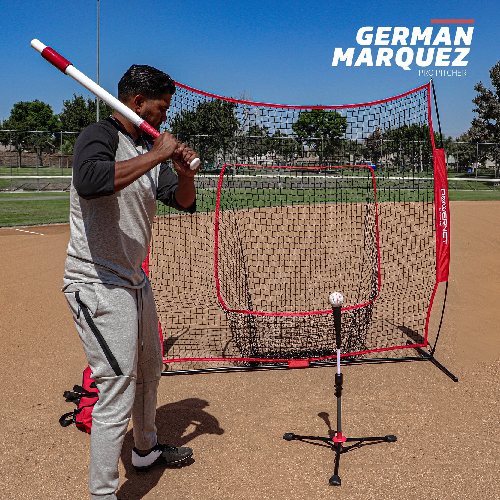 PowerNet Baseball Softball Batting Tee, Adjustable Height Baseball Tee 27.5" - 44", Portable Baseball Tees for Hitting Training, Collapsible Rubber Top Tee, Hitting Drill Coaching Aid (Deluxe Tee)