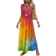 thumbnail image 4 of Women's Summer Maxi Dress 2026 Sleeveless Tie Dye Casual Loose Long Beach Sundress Travel Vacation Outfits, 4 of 7