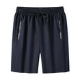 thumbnail image 2 of Men's Lightweight Quick Dry Athletic Shorts with Zipper Pockets, Breathable Running Fitness Gym Shorts, Navy Blue, 2 of 4