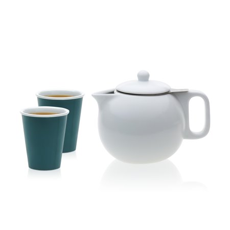 - VIVA Scandinavia Jaimi Porcelain Teapot and Laura Cup Set, 7.25-ounce Tea Cups, 36.5-ounce Porcelain Teapot with Stainless Steel Infuser (Set of 3)