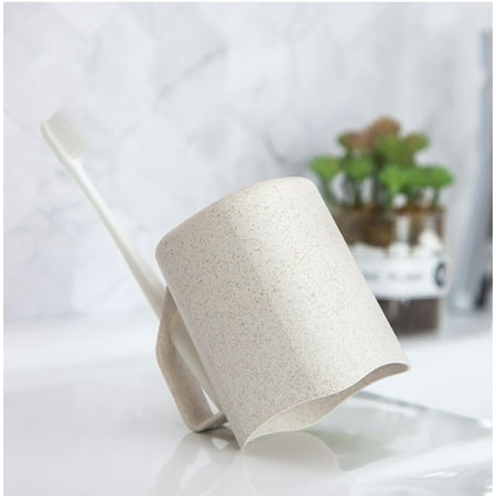 Germ Terminator Toothbrush YXwin Toothbrush Cup with Slot on Handle Wheat Eco-Friendly Healthy Stand Holder Three Placement Method Dustproof Germ Proof Brushing Toothbrush Household Modern Stylish Mugs (White) ()
