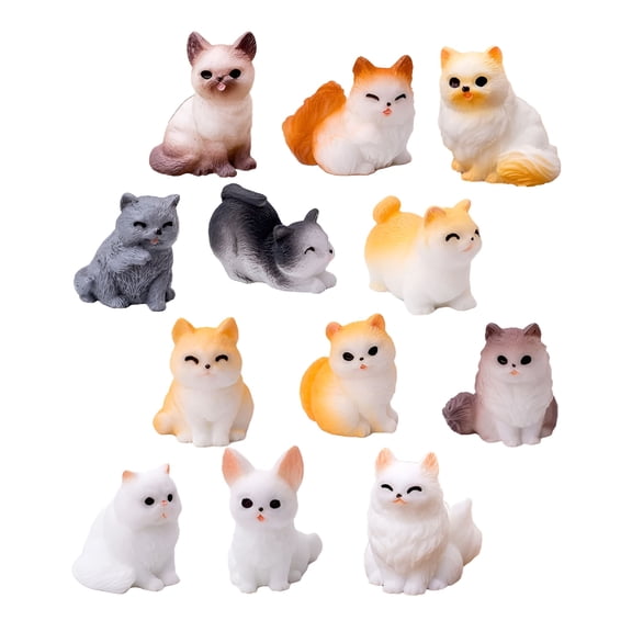 ACDANC 12 Pcs Micro Landscape Cat Resin Cat Figurine Miniatures Figurines Small Cat Figurines Miniature Animals Cat Statue