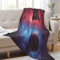 thumbnail image 6 of 70x55 Inches Glow in The Dark Blanket Cozy Throw Camping Blankets for Home and Outdoor Use Wolf and Planet, 6 of 8