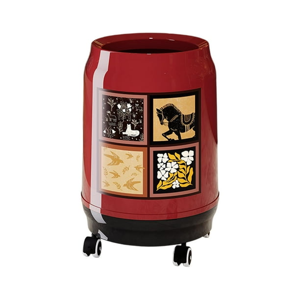 Contenedor de basura con ruedas, gran capacidad, decorativo, móvil, para almacenamiento Abierto L Rojo