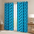 thumbnail image 2 of Feelyou Blue Square Black Out Curtains, Pixel Grid Miners Curtains Pack of 2 (42x63 Each), 2 of 6