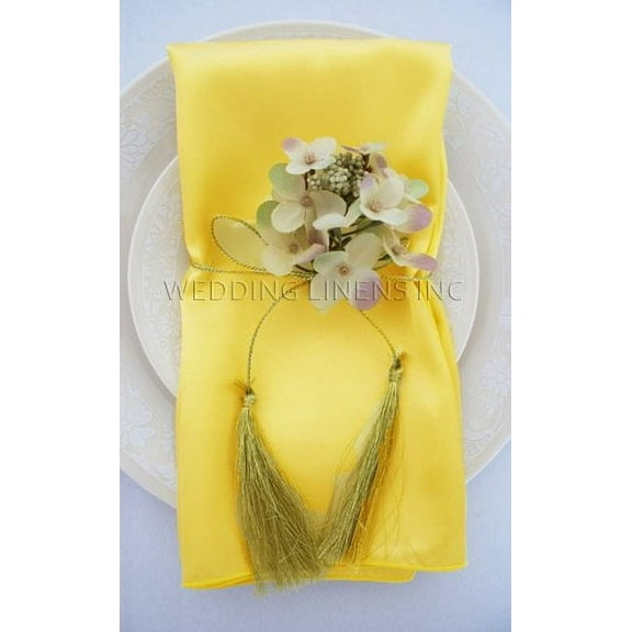 Wedding Linens Inc. (10pcs) 20'' x20" Satin Table Napkins for wedding Party Decoration events - Canary Yellow