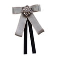 thumbnail image 1 of Broche de cinta de lazo Broche Decoración de corbata del cuello para mujeres Pon elegante Pin de la camisa Bownot Camiseta para blusa de uniforme Gris, 1 of 8