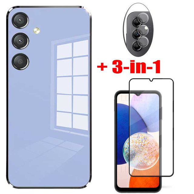 Samsung Galaxy M54 M14 5G A54 A34 A14 5G A24 4G Brillante A Prueba De Golpes Carcasa De Silicona Delgada Cubierta Protectora Completa + Vidrio Templado