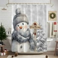 thumbnail image 2 of Christmas Shower Curtain Christmas Snowman Bathroom Curtains with Hooks, Waterproof Fabric Snowflake Snowy Scenery Bath Shower Curtains Set for Bathroom Bathtubs Xmas Decor 72x72 Inch, 2 of 9