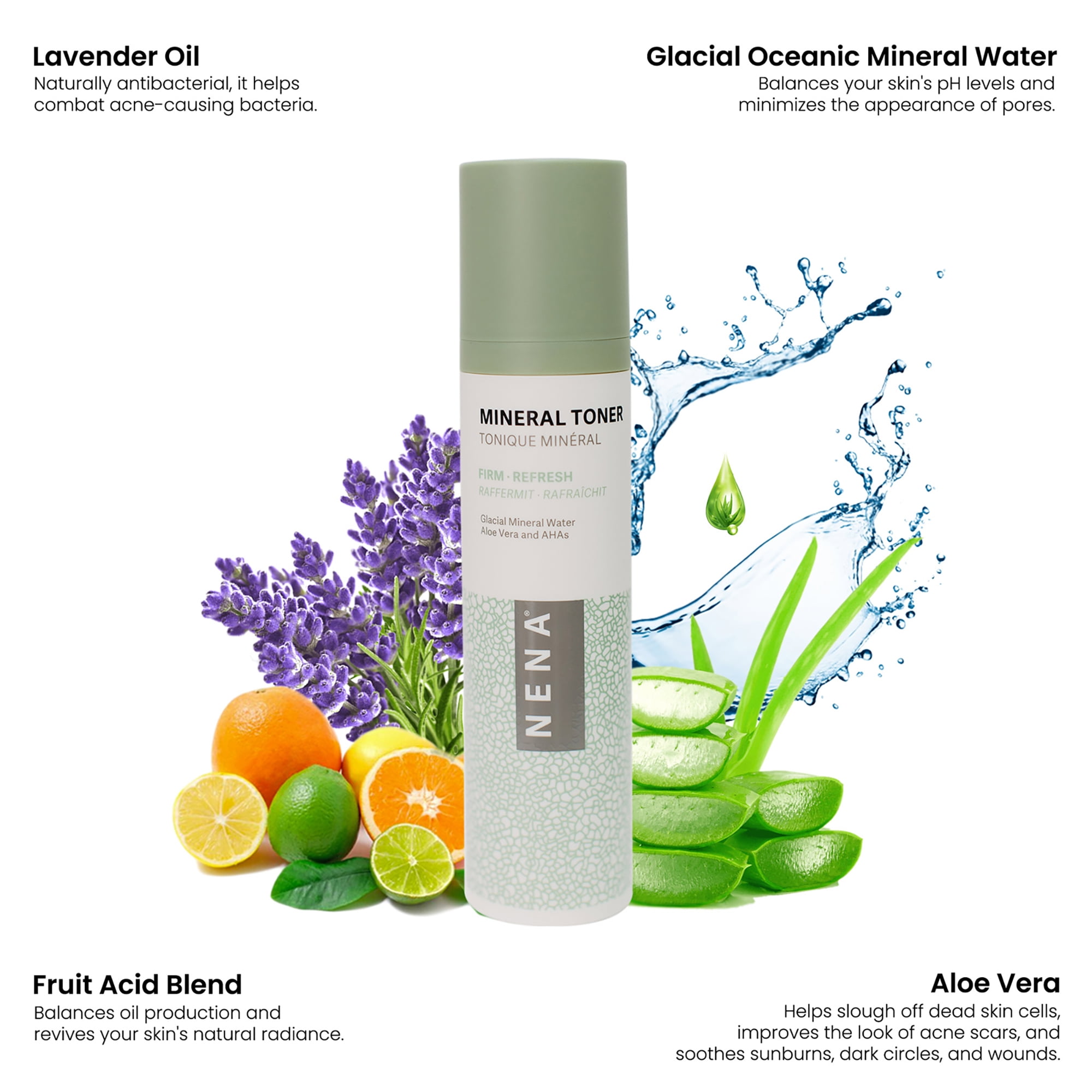 NENA Skincare Mineral Toner, Exfoliating and Hydrating Toner, 4 oz
