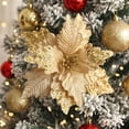 thumbnail image 6 of JeashCHAT Sequin Poinsettia Flower Picks, Christmas Tree Decorations, Fabric Artificial Christmas Flower Stem, Glitter Fake Floral for Vase Xmas Holiday Party Home Decor, 10.24" x 10.82", 6 of 6