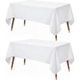 thumbnail image 2 of Kitchen White Rectangle Table Cloth 2 Pack [60x102 Inches] Nappe de Table Rectangulaire Machine Washable Polyester Table Cover for Dining, Picnic, Parties, Events, Weddings and Restaurants, 2 of 10