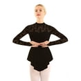 thumbnail image 2 of TiaoBug Women's Lace Figure Ice Skating Dress Long Sleeve Ballet Dance Leotard Dress Lyrical Performance Costume Black XS, 2 of 7