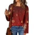 thumbnail image 5 of Women's Fashion Long Sleeve Christmas Snowman Snowflake Print Jacket Cardigan for Fall and Winter, Cozy and Festive, Ideal as Christmas Sweaters for Women and Christmas Gifts,Wine,Size M, 5 of 6
