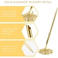 thumbnail image 4 of Gold Pen with Stand for Wedding: Golden Plated Ballpoint Pen with Ornate Base for Bride and Groom - Signing for Wedding Guest Book & Certificate, 4 of 4