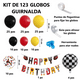 thumbnail image 2 of Globos Metálicos y de Látex  Decorativos para Cumpleaños Alusivos a  Race Cars en color Blanco y Negro, 2 of 7