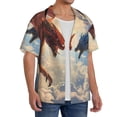 thumbnail image 2 of Gukieu Cloud Red And Blue Dragon Print Men's Short-sleeved Shirts, Button-down Pocket Shirts, T-shirts, Beach Vacation Travel Summer Clothing-3X-Large, 2 of 5
