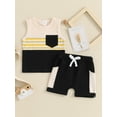 thumbnail image 2 of Bagilaanoe 2pcs Toddler Baby Boy Shorts Set Contrast Colors Sleeveless Tank Tops + Shorts 6M 12M 18M 24M 3T Kids Casual Summer Clothes, 2 of 7