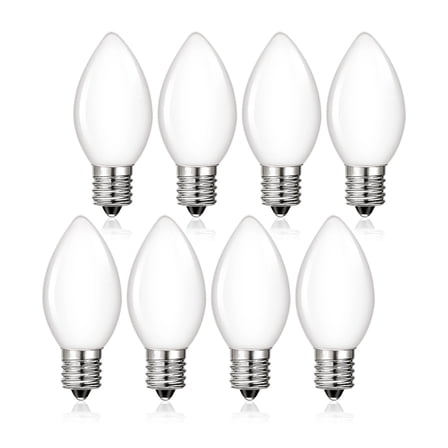C7 LED Bulbs 0.5W, E12 Base, Frosted Mini Edison Light, 2700K Warm White, 5W Equivalent, Non-Dimmable, 8-pack