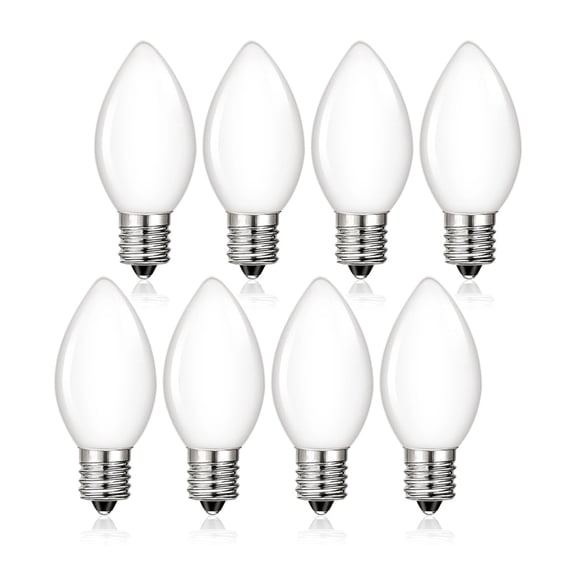 C7 LED Bulbs 0.5W, E12 Base, Frosted Mini Edison Light, 2700K Warm White, 5W Equivalent, Non-Dimmable, 8-pack
