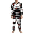 thumbnail image 4 of Kll Ladybugs On Black And White Striped Sleepwear Mens Flannel Pajamas,Long Cotton Pj Set, 4 of 9