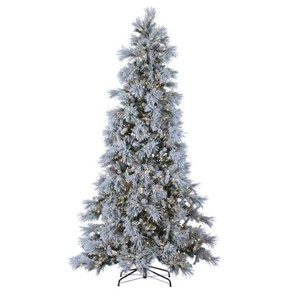 Sterling 5852--90C 9 ft. Pre-Lit Lightly Flocked Snowbell Pine Christmas Tree with 900 Twinkling Lights&#44; Green
