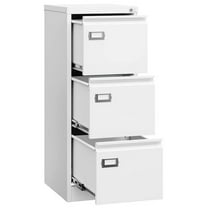 MIIIKO 3 Drawer File Cabinet with Lock,Metal Vertical Filing Cabinets for Home Office Storage A4/F4/Letter/Legal for Home Office-Assembly Required(White)