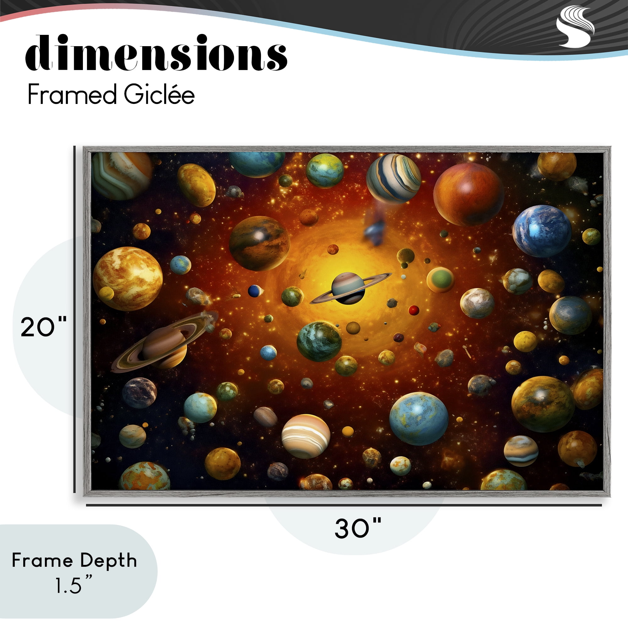 Stupell Industries Cosmic Marbles Galaxy Gray Framed Giclee Art, design by Ray Powers