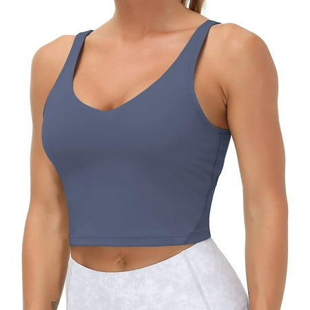 

Women Longline Sports Bra Wirefree Padded Medium Support Yoga Bras Gym Running Workout Tank Tops