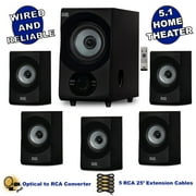 Acoustic Audio AA5172 Home 5.1 Bluetooth Speaker System with Optical Input and 5 Extension Cables