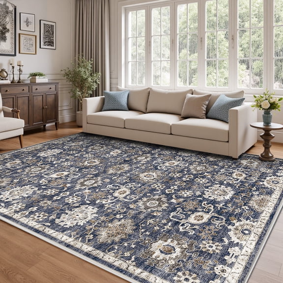 CHITOOMA 5'x7' Area Rugs for Living Room, Machine Washable Rugs Vintage Area Rug for Bedroom Dining Room Dorm Office with Non-Slip Backing, Stain Resistant Non-Shed Carpet