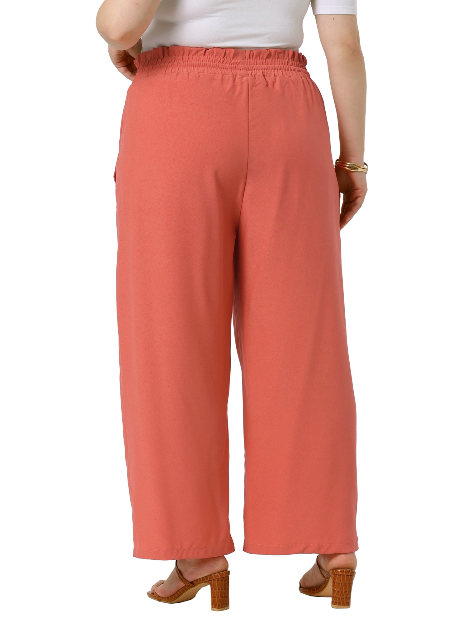 DARING DIVA Women's Plus Casual High Waisted Lounge Pants with Pockets 4X Brick Red
