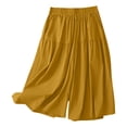 thumbnail image 4 of Endives Women's Shorts Solid Color Loose Summer Bermuda Short Knee Length Elastic Waist Beach Lounge Workout Casual Long Short Wide Leg Shorts, 4 of 6
