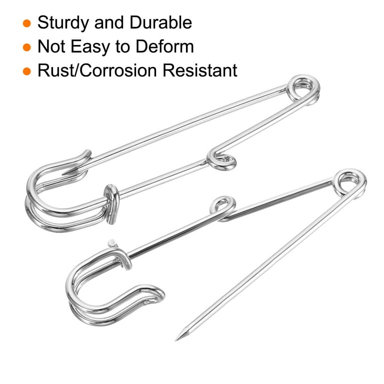 Tool Gadget Large Safety Pins, 3inch Safety Pins, 2PCS Stainless Steel  Safety Pins Large, Silver Huge Strong Safety Pins, Extra Large Laundry Pins  for