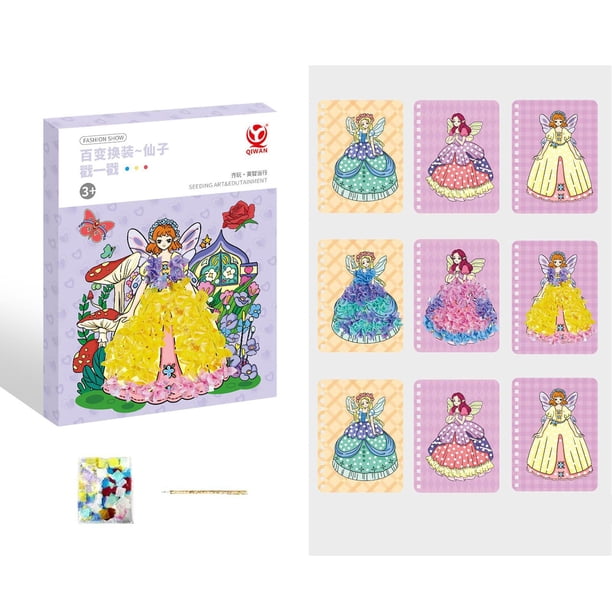 Libro de pintura de acuarela, libro de pegatinas de actividad preescolar, creatividad, vestido, pegatina de muñeca de princesa para mayores de 3 años Estilo F Macarena libro de pegatinas