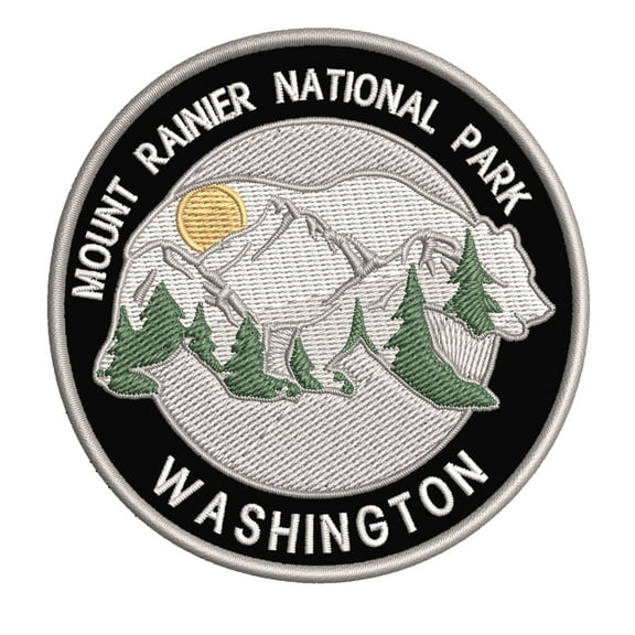 Wander Often! Mount Rainier National Park, Washington 3.5 Inch Iron Or Sew On Embroidered Fabric Badge Patch Seek Adventure, National Park Iconic Series