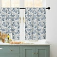 thumbnail image 3 of Kitchen Valance Curtains Sets, Sheer Kitchen Curtains, Short Half Curtains for Kitchen Windows, Blue Grey Modern Floral Kitchen Curtains Valance for Cafe Living Room Window Decor, Floral, 3 of 5