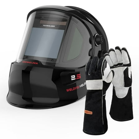 YESWELDER Solar Auto-Darkening Welding Helmet and 16" Kevlar Gloves, 932°F
