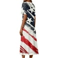 thumbnail image 2 of Womens Winter Dresses, American Flag T Shirt Long Dresses Casual Cotton 4Th Of July Patriotic Short Sleeve Round Neck Pocket Dress Prom Beach Wedding Guest Dresses Casual (L, Dark Blue) ZMTing, 2 of 4
