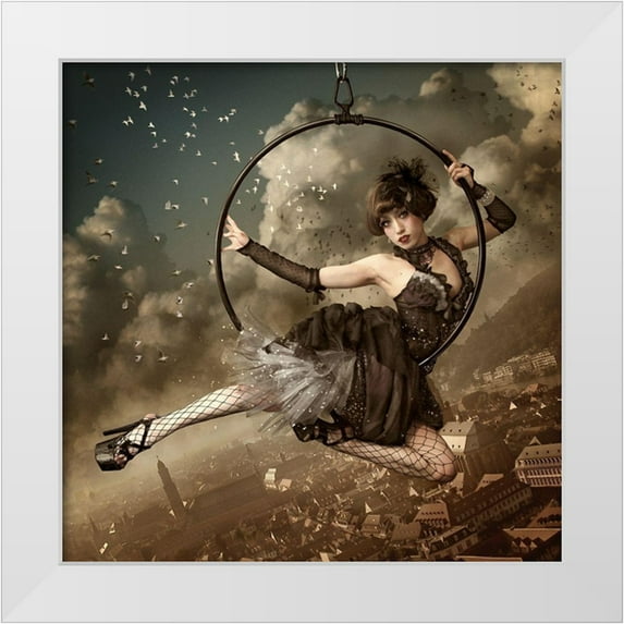 Murakami, Kiyo 26x26 White Modern Wood Framed Museum Art Print Titled - the greatest show in the sky