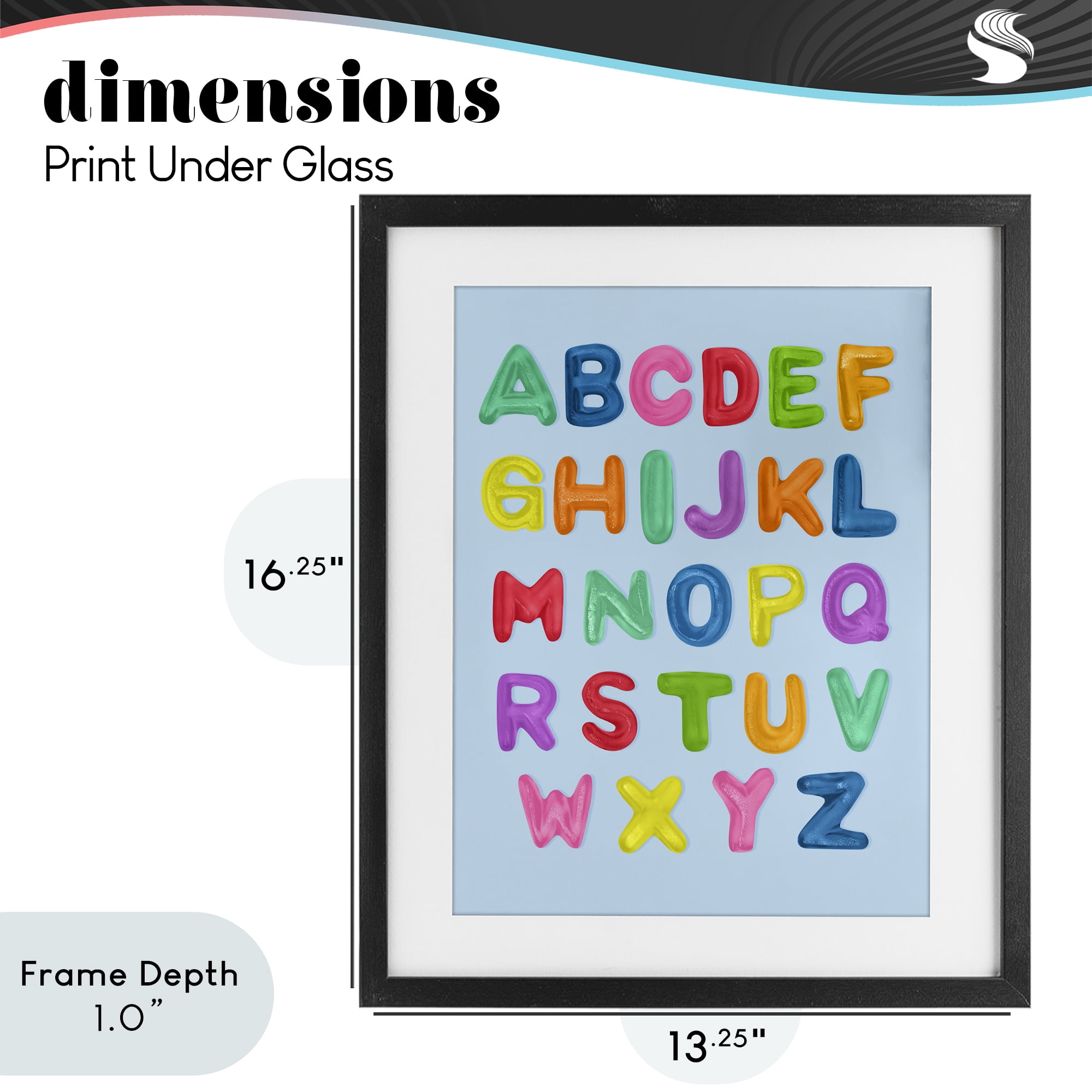 Stupell Industries Gummy Candy Alphabet Black Framed Print Under Glass, design by LISH Creative