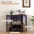 thumbnail image 3 of Industrial Wine Bar Cabinet with Charging Station, LED Lights & 10-Bottle Rack | Rustic Brown | Steel, 3 of 10