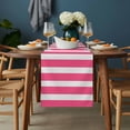 thumbnail image 2 of Pink Striped Table Runner - 70 Inch Long, Kitchen Dining Table Runner Dresser Scarves, Modern Simple Monochrome Geometric White Farmhouse Decor for Coffee Tables Wedding Party Banquet, 2 of 8