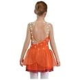 thumbnail image 2 of TSSOE Kids Girls Sequins Mesh Splice Figure Skating Dress Long Sleeves Ballroom Ballet Tutu Skirted Leotard Orange 6, 2 of 5