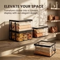 thumbnail image 5 of Large Clear Thick Plastic Storage Box with Hinged Lid, Thick Plastic Book Storage Bin, Stackable Collapsible Organizer Container for Books, Files, Magazines, Bedroom (Black *2), 5 of 8